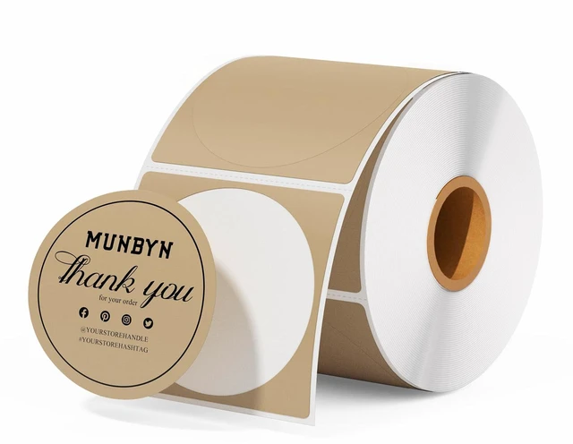 Main image of 2 Inch Brown Circle Thermal Labels for Logo, 750 Sheets/1 Roll | Thermal Sticker Labels, No BPA and BPS, Self-Adhesive, Print Clear and Sharp, Wide Compatibility