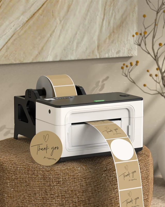 Alt view image 2 of 7 - 2 Inch Brown Circle Thermal Labels for Logo, 750 Sheets/1 Roll | Thermal Sticker Labels, No BPA and BPS, Self-Adhesive, Print Clear and Sharp, Wide Compatibility