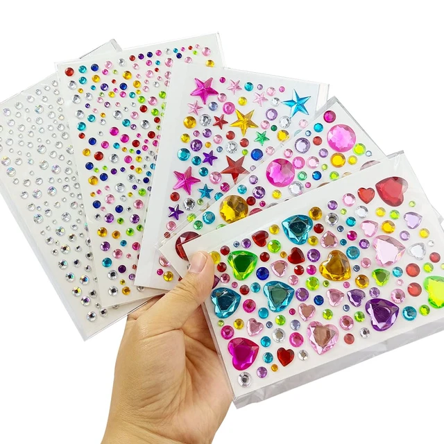 Alt view image 2 of 5 - Self Adhesive Gems for Crafts, 971pcs Acrylic Bling Heart Sticker, Assorted Shapes Jewels Rhinestones, DIY Decoration Craft Supplies (A-971pcs)