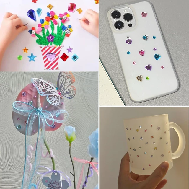 Alt view image 3 of 5 - Self Adhesive Gems for Crafts, 971pcs Acrylic Bling Heart Sticker, Assorted Shapes Jewels Rhinestones, DIY Decoration Craft Supplies (A-971pcs)