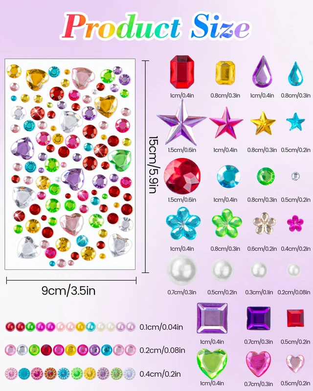 Alt view image 2 of 7 - 6124Pcs Gem Stickers-Self-Adhesive Face Jewelry Stickers, Acrylic Gems DIY Crafts, Sparkling Heart-Shaped Rhinestone for Kids, for Party & Holiday Supplies