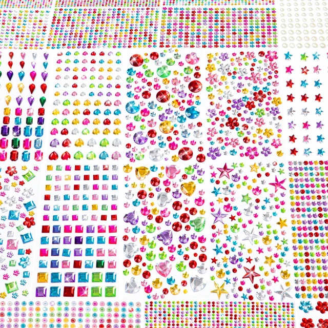 Main image of 6124Pcs Gem Stickers-Self-Adhesive Face Jewelry Stickers, Acrylic Gems DIY Crafts, Sparkling Heart-Shaped Rhinestone for Kids, for Party & Holiday Supplies