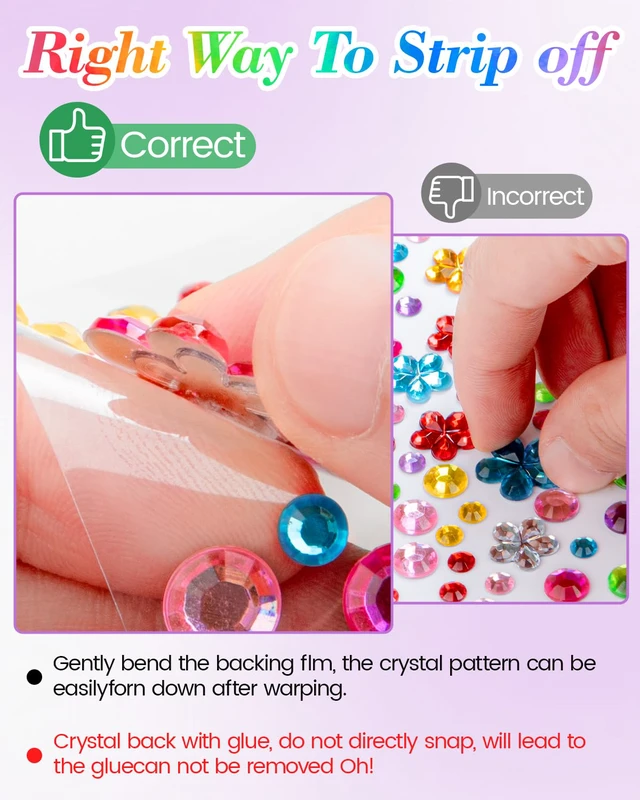 Alt view image 4 of 7 - 6124Pcs Gem Stickers-Self-Adhesive Face Jewelry Stickers, Acrylic Gems DIY Crafts, Sparkling Heart-Shaped Rhinestone for Kids, for Party & Holiday Supplies