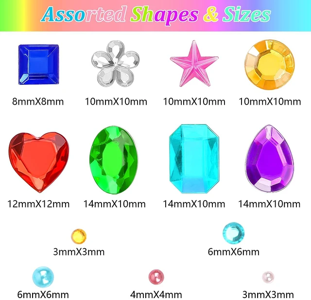 Alt view image 2 of 7 - 1782pcs Gem Stickers, Self Adhesive Rhinestones Stick on Jewel for Crafts | Bling Acrylic, Assorted Shapes, Glitter DIY Supplies for Face Nail Art Scrapbook Scrapbooking, Heart Bedazzling Kit