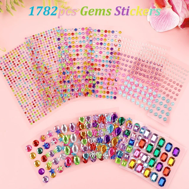 Alt view image 7 of 7 - 1782pcs Gem Stickers, Self Adhesive Rhinestones Stick on Jewel for Crafts | Bling Acrylic, Assorted Shapes, Glitter DIY Supplies for Face Nail Art Scrapbook Scrapbooking, Heart Bedazzling Kit