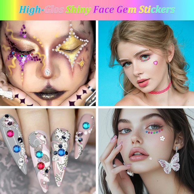 Alt view image 4 of 7 - 1782pcs Gem Stickers, Self Adhesive Rhinestones Stick on Jewel for Crafts | Bling Acrylic, Assorted Shapes, Glitter DIY Supplies for Face Nail Art Scrapbook Scrapbooking, Heart Bedazzling Kit