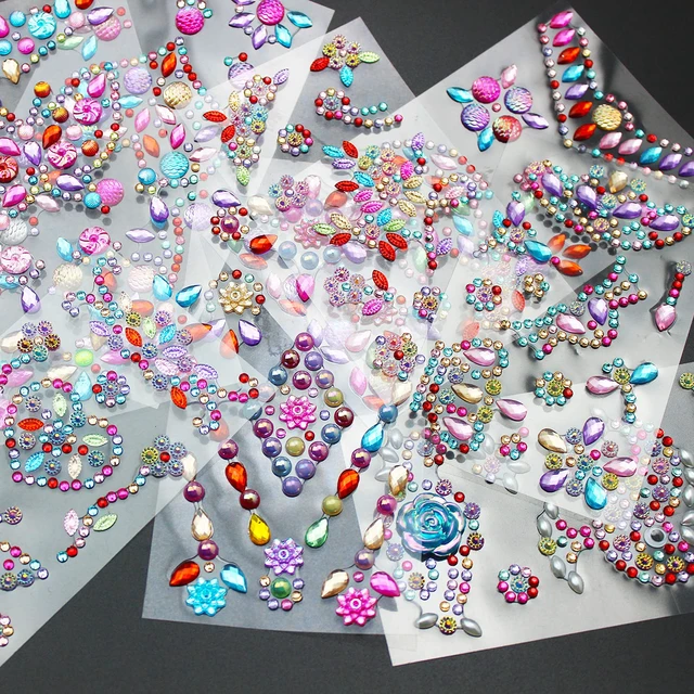Alt view image 2 of 4 - 14 Sheets Rhinestones Stickers, Self-Adhesive Craft Jewels and Gems Sticker for DIY Crafts, Scrapbook, Multicolor, Acrylic