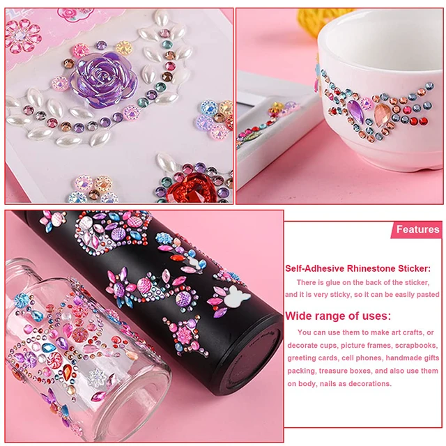 Alt view image 4 of 4 - 14 Sheets Rhinestones Stickers, Self-Adhesive Craft Jewels and Gems Sticker for DIY Crafts, Scrapbook, Multicolor, Acrylic