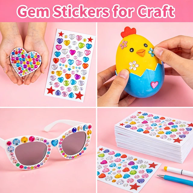 Alt view image 6 of 7 - 3200pcs Gems for Crafting, Sticker Jewels for Crafts, 12 Sheet Self Adhesive Gems & Rhinestone Adhesive, Acrylic Craft Jewels, Sticky Gems, Gem Stickers for Kids, Face Jewels & Craft Stickers