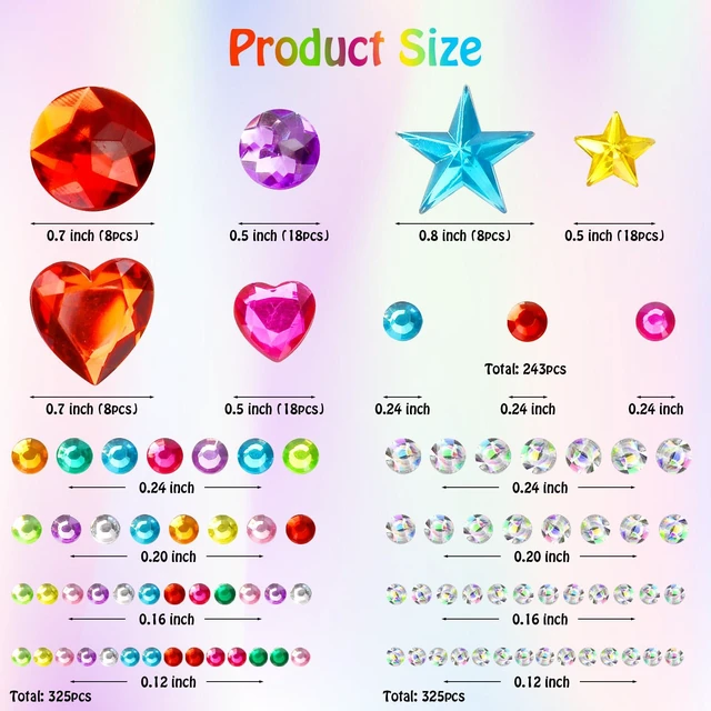 Alt view image 4 of 7 - Gem Stickers Rhinestones for Crafts Scrapbook Supplies, Sparkling Cute Star Heart Round Small Stickers, Glitter Jewels Bedazzling Sticker Makeup, Diamond Art Kit DIY Decoration