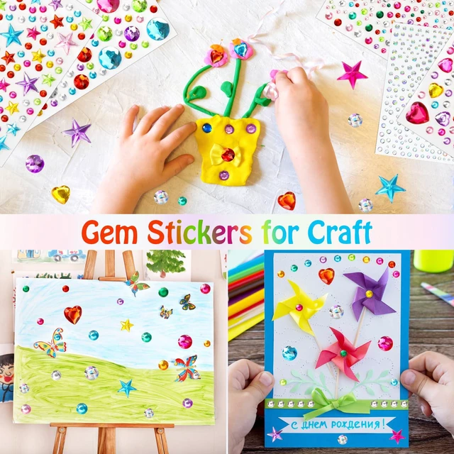 Alt view image 6 of 7 - Gem Stickers Rhinestones for Crafts Scrapbook Supplies, Sparkling Cute Star Heart Round Small Stickers, Glitter Jewels Bedazzling Sticker Makeup, Diamond Art Kit DIY Decoration