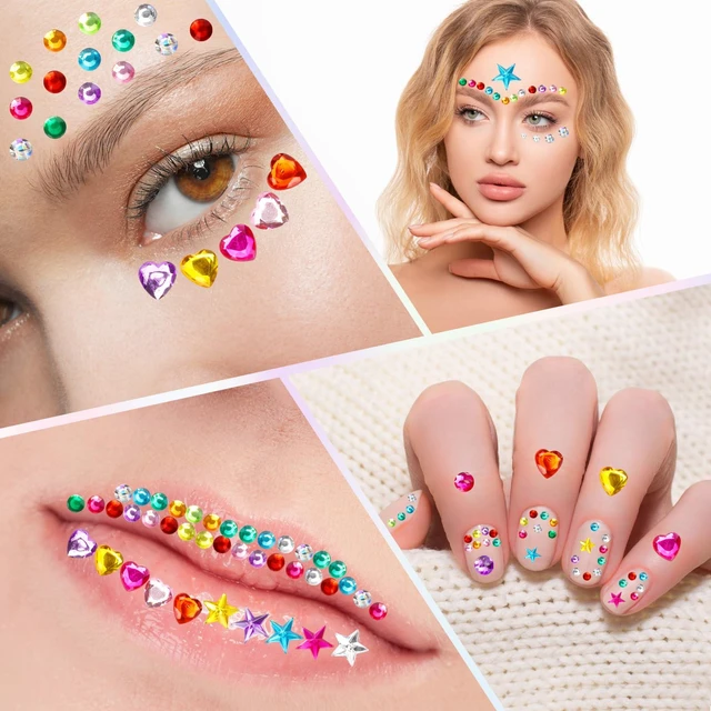 Alt view image 7 of 7 - Gem Stickers Rhinestones for Crafts Scrapbook Supplies, Sparkling Cute Star Heart Round Small Stickers, Glitter Jewels Bedazzling Sticker Makeup, Diamond Art Kit DIY Decoration