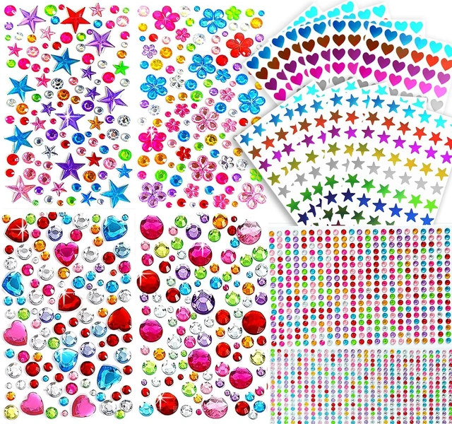 Main image of 2300pcs Gem Stickers Jewels for Crafts | Self Adhesive Rhinestone Jewel Stickers, Acrylic Gems DIY Craft Decorative Diamond Stickers