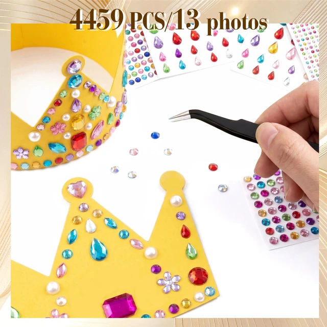 Alt view image 3 of 7 - 4459 Pcs Gem Stickers Rhinestone Stickers Self-Adhesive Rhinestones Acrylic Gemstone Suitable for Children's Crafts Face Decorations Parties Holidays Nail Art