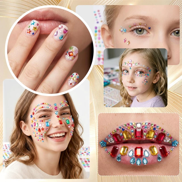 Alt view image 6 of 7 - 4459 Pcs Gem Stickers Rhinestone Stickers Self-Adhesive Rhinestones Acrylic Gemstone Suitable for Children's Crafts Face Decorations Parties Holidays Nail Art