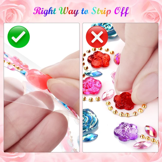 Alt view image 3 of 7 - 9 Sheets Gem Stickers Jewels for Crafts, Acrylic Glitter Self Adhesive Rhinestones Jewel Stickers, for Scrapbooking, Face Eye Body Makeup, DIY Decoration Butterfly Moon Heart Gems