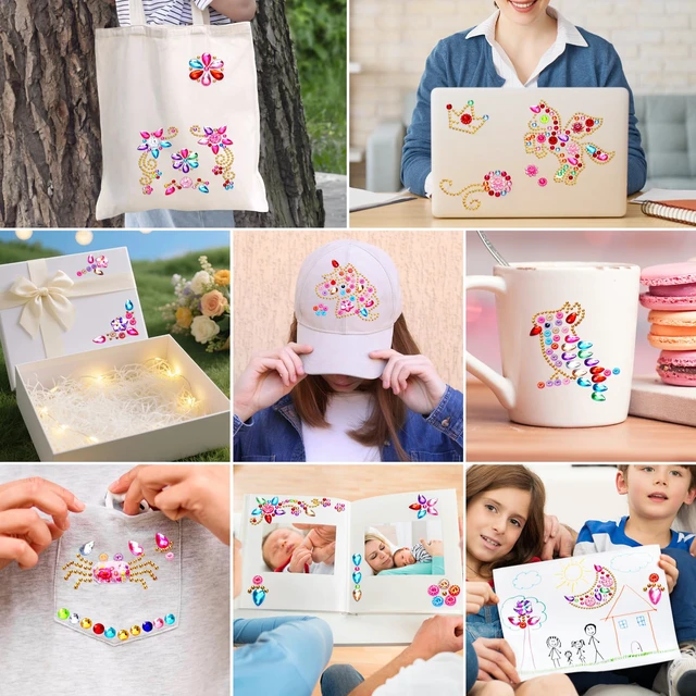 Alt view image 7 of 7 - 9 Sheets Gem Stickers Jewels for Crafts, Acrylic Glitter Self Adhesive Rhinestones Jewel Stickers, for Scrapbooking, Face Eye Body Makeup, DIY Decoration Butterfly Moon Heart Gems