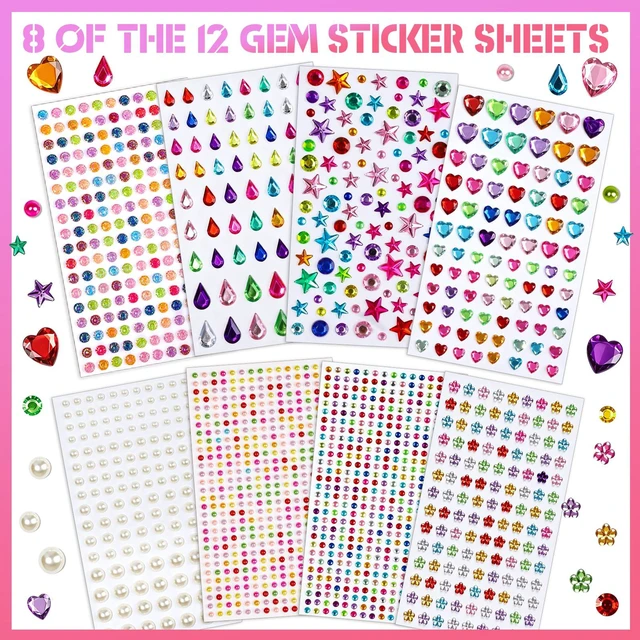Alt view image 3 of 7 - Gem Stickers Self Adhesive Jewel Rhinestones Sticker gems | 12 Styles Stick on Gems Jewel Stickers Rhinestone Gems for Crafts DIY, Assorted Diamond Stickers Gem Stickers for Girls Kids