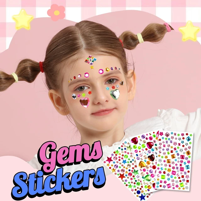 Alt view image 2 of 7 - 2000Pcs Gems Stickers, Self Adhesive Rhinestones Jewels Stickers for Crafting, Face Gems for Kids, Acrylic Bedazzled Diamond, Stick on Jewels for Crafts, Cheer Pins, Makeup