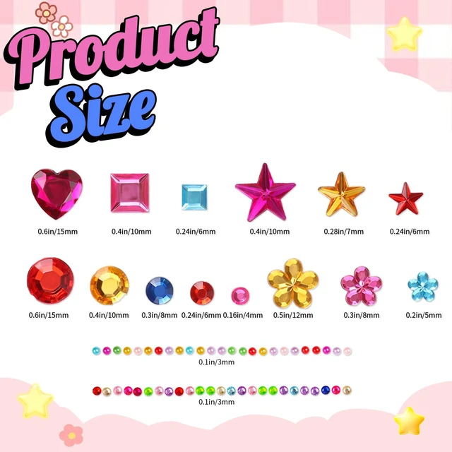 Alt view image 3 of 7 - 2000Pcs Gems Stickers, Self Adhesive Rhinestones Jewels Stickers for Crafting, Face Gems for Kids, Acrylic Bedazzled Diamond, Stick on Jewels for Crafts, Cheer Pins, Makeup