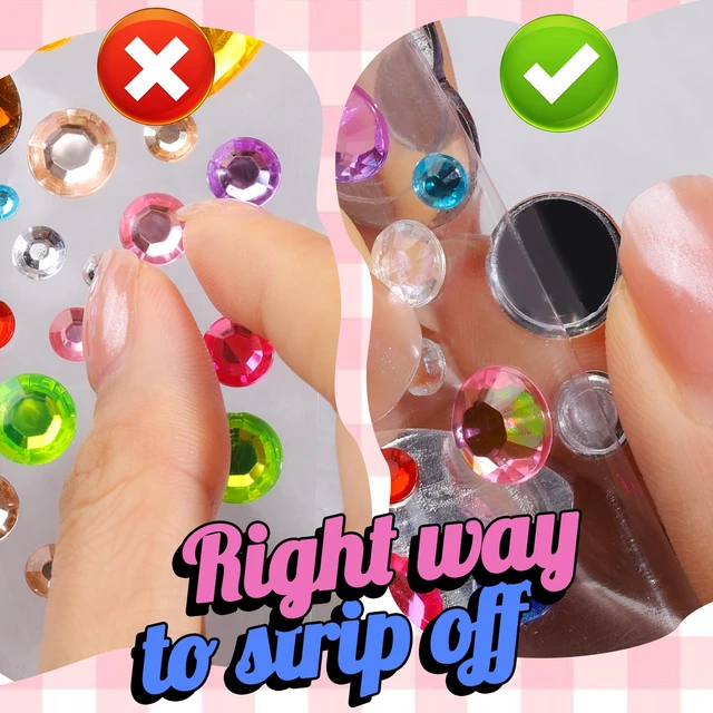 Alt view image 7 of 7 - 2000Pcs Gems Stickers, Self Adhesive Rhinestones Jewels Stickers for Crafting, Face Gems for Kids, Acrylic Bedazzled Diamond, Stick on Jewels for Crafts, Cheer Pins, Makeup