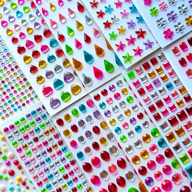 Main image of 3165pcs Gem Stickers Crystal Crafts - self-Adhesive Stickers, Sticker Earrings, Children's Craft Supplies, Stickers in Various Shapes and Sizes.