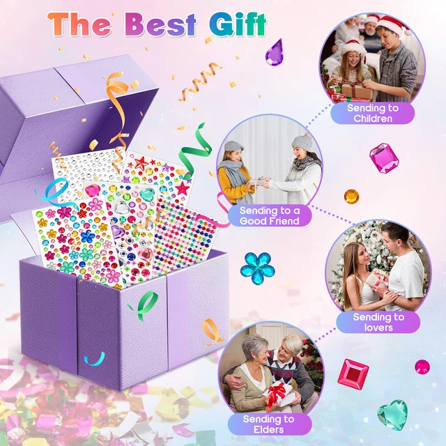 Alt view image 2 of 7 - 8104 Pcs Gem Stickers, Self Adhesive Rhinestone Jewel Stick for Crafts | Acrylic Bling Stickers,Face Gems,Stickers for Kids,Craft Supplies,Assorted Shapes for DIY Projects, Party Decorations