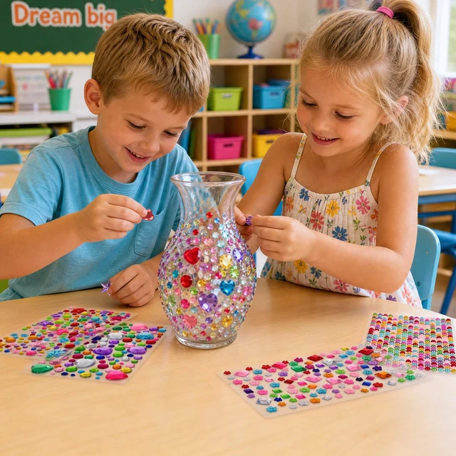 Alt view image 6 of 7 - 8104 Pcs Gem Stickers, Self Adhesive Rhinestone Jewel Stick for Crafts | Acrylic Bling Stickers,Face Gems,Stickers for Kids,Craft Supplies,Assorted Shapes for DIY Projects, Party Decorations