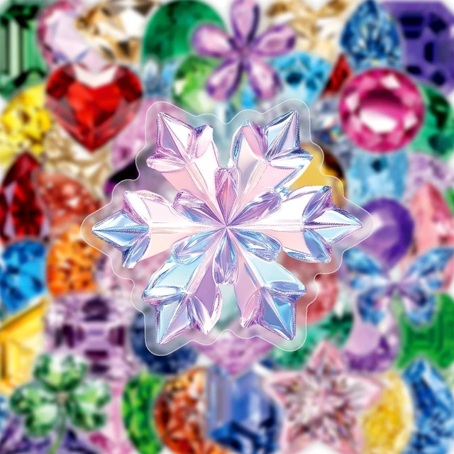 Alt view image 6 of 7 - 50Pcs Shiny Gem Diamond Crystal Stickers Aesthetic Ephemera Planner | PET scratch-proof decals, residue-free reusable craft supplies & journal accessories for tumbler laptop luggage decor