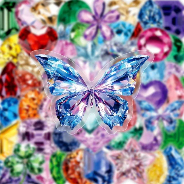 Alt view image 7 of 7 - 50Pcs Shiny Gem Diamond Crystal Stickers Aesthetic Ephemera Planner | PET scratch-proof decals, residue-free reusable craft supplies & journal accessories for tumbler laptop luggage decor