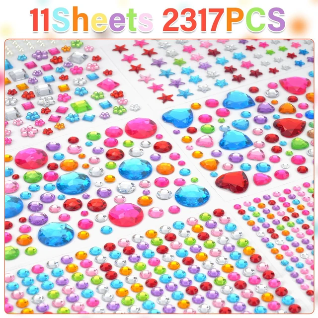 Alt view image 3 of 7 - 2317 Pcs Self Adhesive Gem Stickers, 11 Sheets Rhinestone Jewel Stickers for Crafts, Assorted Glitter Gems for Scrapbooking, Card Making, DIY Decoration