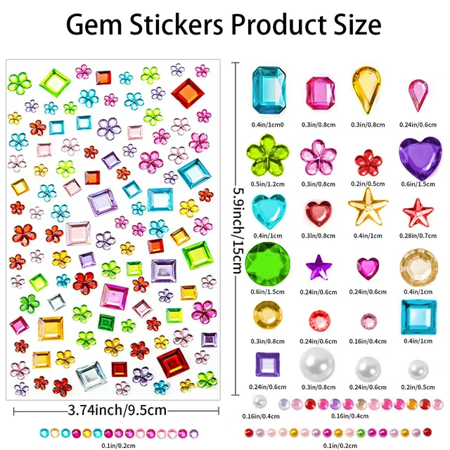 Alt view image 3 of 6 - Gem Stickers Self Adhesive Gems for Crafts Acrylic Bling Rhinestones Assorted Shapes 10 Sheets with Pearl Stick DIY Jewels Craft Supplies Residue-Free & Long-Lasting Adhesion