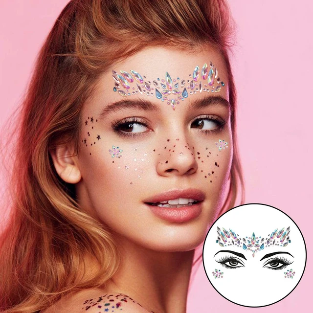 Alt view image 5 of 7 - Face Gems, 10 Sets Mermaid Face Jewels for Party, Rave Festival | Festival Gems Rhinestones Rave Eyes Body Temporary Stickers Crystal Stickers Decoration