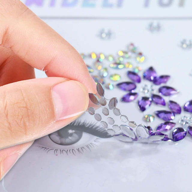 Alt view image 6 of 6 - Face Jewels 6 Sheets Self-adhesive Stickers, 10g Chunky Glitter | Face Gems Stick On, Face Rhinestones Crystals Mermaid Fairy Euphoria Eye Body Makeup Rave Festival Outfit Decoration