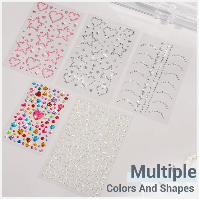 Alt view image 6 of 7 - Self Adhesive Valentine's Day Face Gems, Face Rhinestones Pearl Stickers, Rave Accessories for Women
