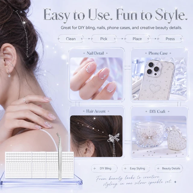 Alt view image 3 of 7 - Face & Hair Gems - Stick On Rhinestones for Face & Hair - Prom Ready