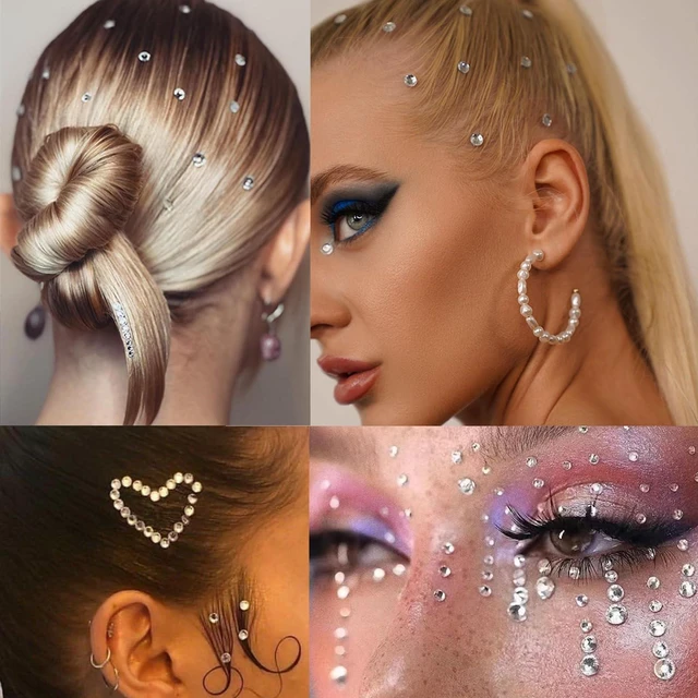 Alt view image 6 of 7 - 660Pcs Face Gems Hair Gems, Self-Adhesive Face Jewels Eye Jewels Rhinestones 3/4/5/6 mm DIY Face Gems Stick on, Hair Body Rhinestones Gems Rave Accessories for Face Eyes Makeup Body, Crafts
