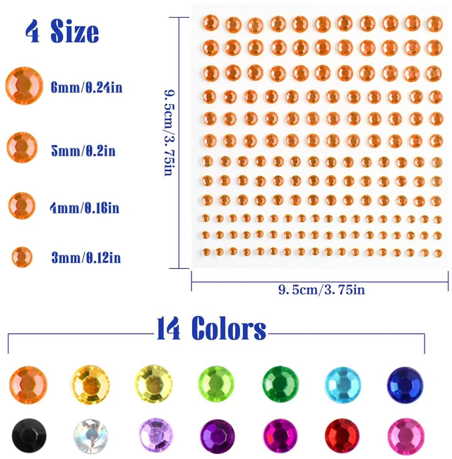 Alt view image 2 of 7 - 2310 PCS Self Adhesive Rhinestone Gem Stickers for Face Nail Body Makeup Festival,4 Size 14 Sheets Bling Jewels Stickers Earrings for DIY Kids Craft Card Decorations