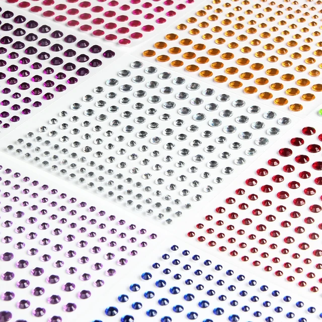 Alt view image 3 of 7 - 2310 PCS Self Adhesive Rhinestone Gem Stickers for Face Nail Body Makeup Festival,4 Size 14 Sheets Bling Jewels Stickers Earrings for DIY Kids Craft Card Decorations