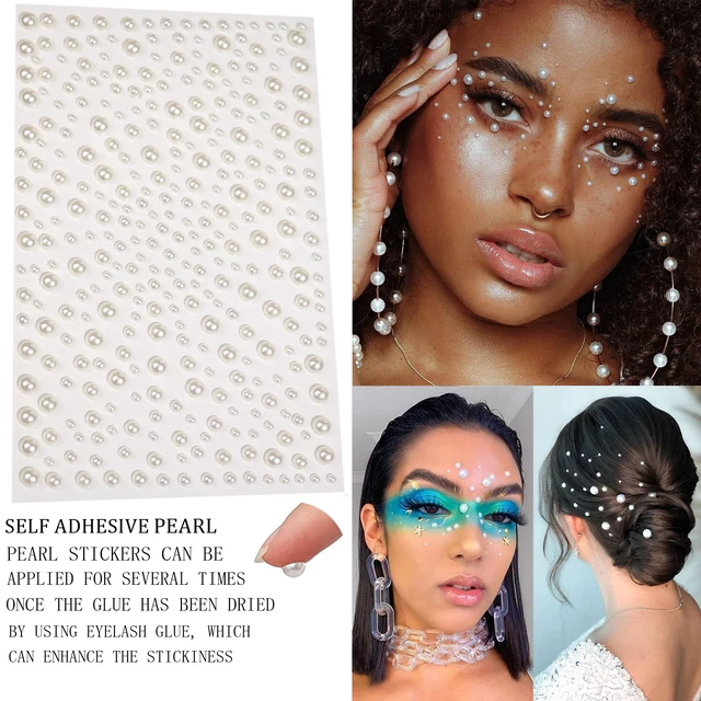 Alt view image 2 of 6 - 1250 Pcs Self Adhesive Rhinestones Pearl for Makeup Face Gems Eyes 16 Colors Rainbow Rhinestones Face Jewels Stick on Pearls Stickers, Hair Pearl Nail Makeup DIY Decorations