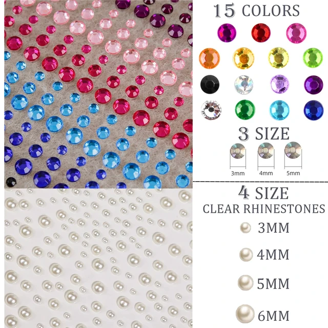 Alt view image 4 of 6 - 1250 Pcs Self Adhesive Rhinestones Pearl for Makeup Face Gems Eyes 16 Colors Rainbow Rhinestones Face Jewels Stick on Pearls Stickers, Hair Pearl Nail Makeup DIY Decorations