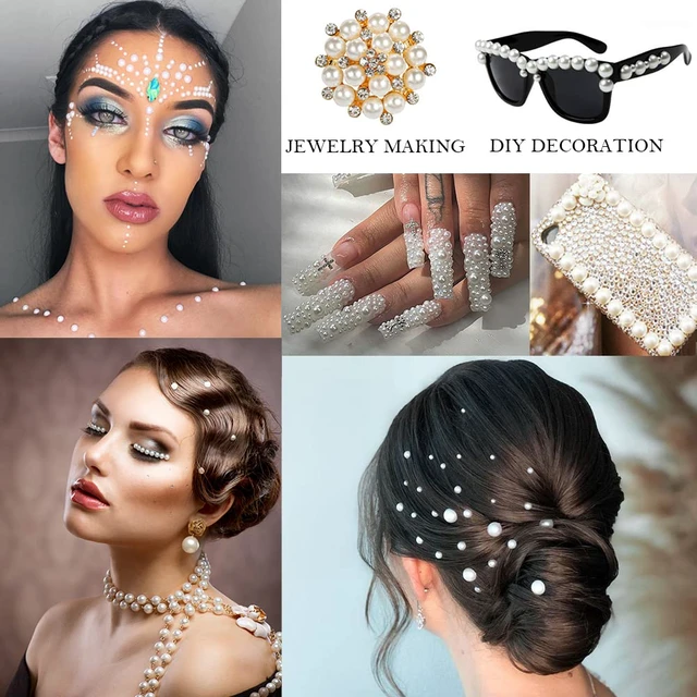 Alt view image 5 of 6 - 1250 Pcs Self Adhesive Rhinestones Pearl for Makeup Face Gems Eyes 16 Colors Rainbow Rhinestones Face Jewels Stick on Pearls Stickers, Hair Pearl Nail Makeup DIY Decorations