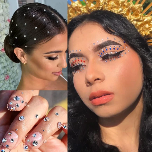 Alt view image 6 of 6 - 1250 Pcs Self Adhesive Rhinestones Pearl for Makeup Face Gems Eyes 16 Colors Rainbow Rhinestones Face Jewels Stick on Pearls Stickers, Hair Pearl Nail Makeup DIY Decorations