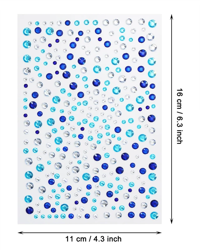 Alt view image 2 of 6 - Angel Stick on Face Costume Gems 650Pcs Self-Adhesive Hair Jewels Halloween Makeup Rhinestone Stickers for Body Nail Festival Holiday Party Dress Up Crafts (Mixed Blue)