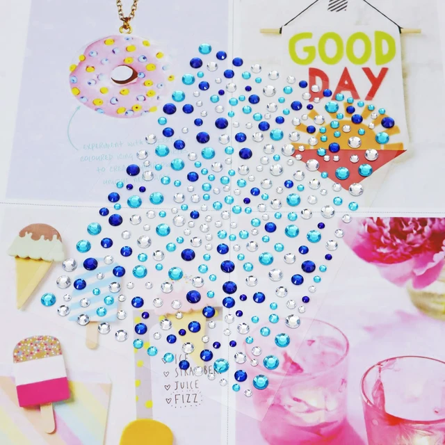 Alt view image 3 of 6 - Angel Stick on Face Costume Gems 650Pcs Self-Adhesive Hair Jewels Halloween Makeup Rhinestone Stickers for Body Nail Festival Holiday Party Dress Up Crafts (Mixed Blue)
