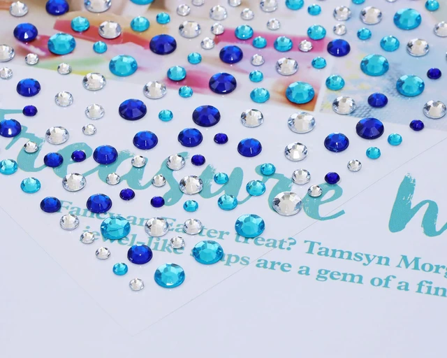 Alt view image 4 of 6 - Angel Stick on Face Costume Gems 650Pcs Self-Adhesive Hair Jewels Halloween Makeup Rhinestone Stickers for Body Nail Festival Holiday Party Dress Up Crafts (Mixed Blue)