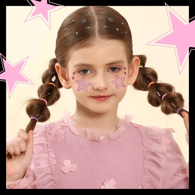 Alt view image 7 of 7 - Face Gems Face Jewels, Self Adhesive Hair Gems Festival Star Rhinestone Stickers for Face, Eye, Makeup, Body, Stick on Gems, Rave Accessories, Y2K Star Face Stickers for Kids, Women