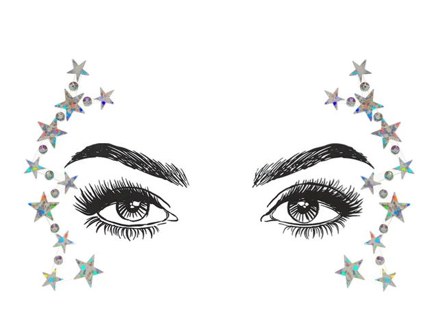 Alt view image 7 of 7 - 6 Pcs Music Festival Face Jewels, Rhinestone Rave Gems Glitter, Crystal Birthday Party Face Stickers, Eyes Body Temporary Tattoos