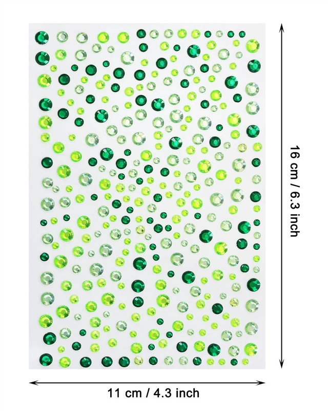 Alt view image 2 of 6 - Stick on Face Costume Gems 650Pcs Self-Adhesive Hair Jewels Halloween Makeup Rhinestone Stickers for Body Nail Festival Holiday Party Dress Up Crafts (Mixed Green)