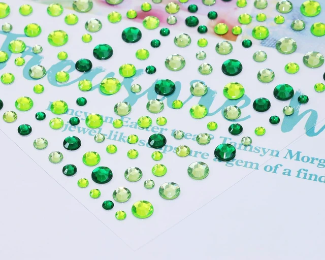 Alt view image 4 of 6 - Stick on Face Costume Gems 650Pcs Self-Adhesive Hair Jewels Halloween Makeup Rhinestone Stickers for Body Nail Festival Holiday Party Dress Up Crafts (Mixed Green)